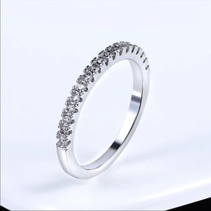 New 925 Silver Love Cute Wedding Engagement Micro Pave CZ Crystal Dainty Ring